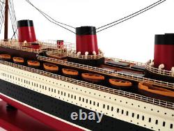 SS Normandie French Ocean Liner Wooden Model Cruise Ship 41 Fully Assembled New