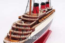 SS Normandie French Ocean Liner Wooden Model Cruise Ship 41 Fully Assembled New
