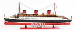 SS Normandie French Ocean Liner Wooden Model Cruise Ship 41 Fully Assembled New