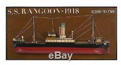 S. S. Rangoon 1918 Steamer Ship Half 25 Wooden Model Boat Framed Assembled