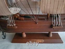 Sailboat Ship Handmade Wood Large Decor Nautical Model Wooden Vintage Boat Rare