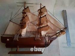 Sailboat Ship Handmade Wood Large Decor Nautical Model Wooden Vintage Boat Rare