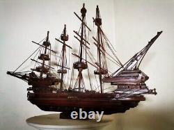 Sailing Boat Wooden Vintage Handmade Historical Real Ship Model Free Shipping