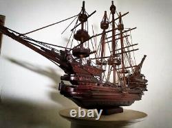 Sailing Boat Wooden Vintage Handmade Historical Real Ship Model Free Shipping