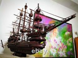 Sailing Boat Wooden Vintage Handmade Historical Real Ship Model Free Shipping