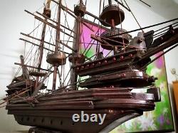 Sailing Boat Wooden Vintage Handmade Historical Real Ship Model Free Shipping