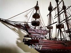 Sailing Boat Wooden Vintage Handmade Historical Real Ship Model Free Shipping