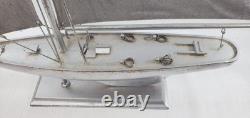 Sailing vessel Sailboat Model nautical 21.5 Boat vtg 1900's yacht silver paint
