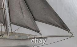 Sailing vessel Sailboat Model nautical 21.5 Boat vtg 1900's yacht silver paint