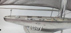 Sailing vessel Sailboat Model nautical 21.5 Boat vtg 1900's yacht silver paint