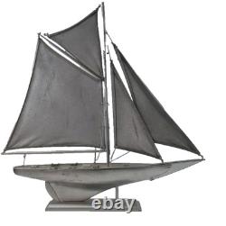 Sailing vessel Sailboat Model nautical 21.5 Boat vtg 1900's yacht silver paint