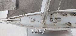 Sailing vessel Sailboat Model nautical 21.5 Boat vtg 1900's yacht silver paint