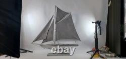 Sailing vessel Sailboat Model nautical 21.5 Boat vtg 1900's yacht silver paint