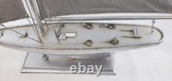 Sailing vessel Sailboat Model nautical 21.5 Boat vtg 1900's yacht silver paint