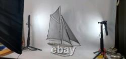 Sailing vessel Sailboat Model nautical 21.5 Boat vtg 1900's yacht silver paint