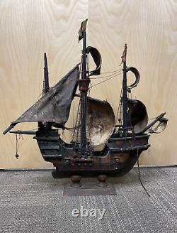 Santa Maria Vintage Wooden Boat Model