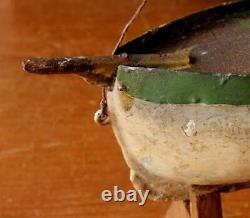 Scratch Built Wooden Toy Boat. Antique Handmade Folk Art Metal and Wood Model