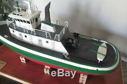 Shelley Foss RC Tug Boat Vtg 100% Built Wooden Model Tugboat w Motor, Wood Stand