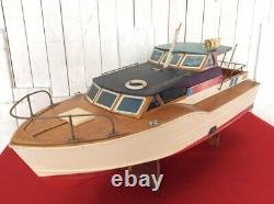 Showa Retro Wooden Cruiser Ship Model Boat 100Cm Long 38Cm Wide Nautical Decor