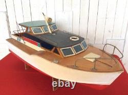 Showa Retro Wooden Cruiser Ship Model Boat 100Cm Long 38Cm Wide Nautical Decor