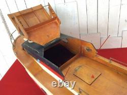 Showa Retro Wooden Cruiser Ship Model Boat 100Cm Long 38Cm Wide Nautical Decor