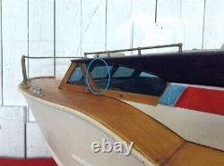 Showa Retro Wooden Cruiser Ship Model Boat 100Cm Long 38Cm Wide Nautical Decor