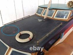Showa Retro Wooden Cruiser Ship Model Boat 100Cm Long 38Cm Wide Nautical Decor