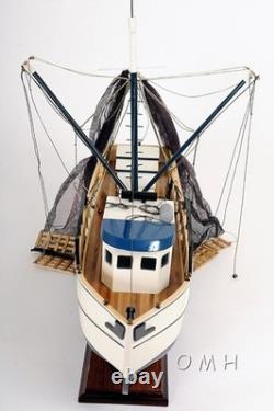 Shrimp Boat Model Handmade Wooden Fully Assembled