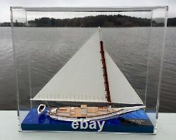 Skipjack Sailboat, Chesapeake Oyster Boat, Waterline Model, Bay Blue, with Case