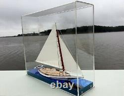 Skipjack Sailboat, Chesapeake Oyster Boat, Waterline Model, Bay Blue, with Case