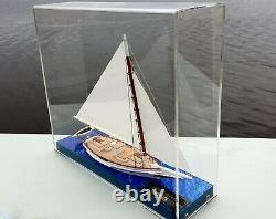 Skipjack Sailboat, Chesapeake Oyster Boat, Waterline Model, Bay Blue, with Case