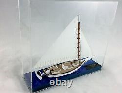 Skipjack Sailboat, Chesapeake Oyster Boat, Waterline Model, Bay Blue, with Case