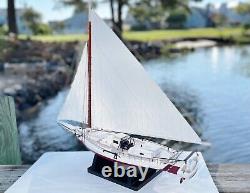 Skipjack Sailboat Model, Chesapeake Bay Oyster Boat, Sails Raised, With Stand