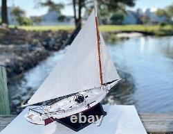 Skipjack Sailboat Model, Chesapeake Bay Oyster Boat, Sails Raised, With Stand