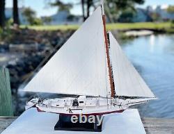 Skipjack Sailboat Model, Chesapeake Bay Oyster Boat, Sails Raised, With Stand