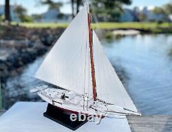 Skipjack Sailboat Model, Chesapeake Bay Oyster Boat, Sails Raised, With Stand