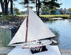 Skipjack Sailboat Model, Chesapeake Bay Oyster Boat, Sails Raised, With Stand