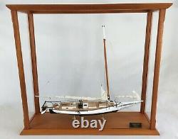 Skipjack Sailboat Model, Chesapeake Oyster Boat, Sails Furled, With Display Case