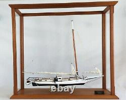 Skipjack Sailboat Model, Chesapeake Oyster Boat, Sails Furled, With Display Case