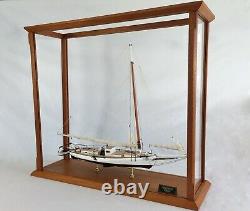 Skipjack Sailboat Model, Chesapeake Oyster Boat, Sails Furled, With Display Case