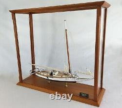 Skipjack Sailboat Model, Chesapeake Oyster Boat, Sails Furled, With Display Case