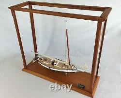 Skipjack Sailboat Model, Chesapeake Oyster Boat, Sails Furled, With Display Case