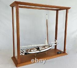 Skipjack Sailboat Model, Chesapeake Oyster Boat, Sails Furled, With Display Case