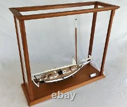 Skipjack Sailboat Model, Chesapeake Oyster Boat, Sails Furled, With Display Case