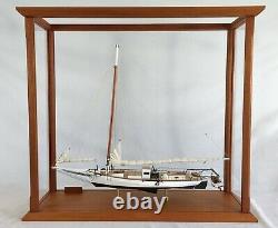 Skipjack Sailboat Model, Chesapeake Oyster Boat, Sails Furled, With Display Case