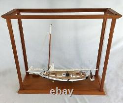 Skipjack Sailboat Model, Chesapeake Oyster Boat, Sails Furled, With Display Case