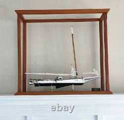 Skipjack Sailboat Model, Chesapeake Oyster Boat, Sails Furled, With Display Case