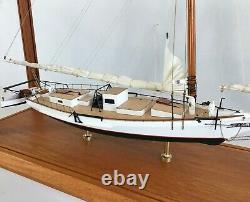 Skipjack Sailboat Model, Chesapeake Oyster Boat, Sails Furled, With Display Case