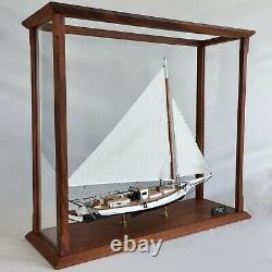 Skipjack Sailboat Model, Chesapeake Oyster Boat, Sails Up, With Display Case