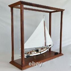 Skipjack Sailboat Model, Chesapeake Oyster Boat, Sails Up, With Display Case